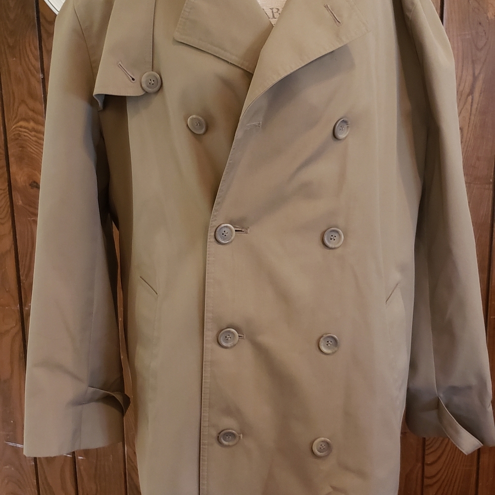 Hill & Archer 42R vintage preppy khaki tan mens lined wintet rain trench coat